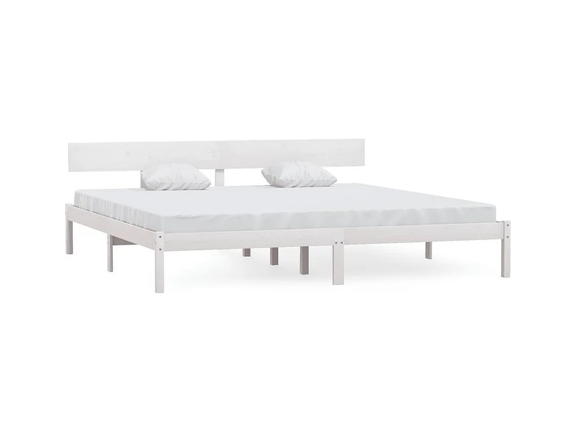 Weißer Massivholzbettrahmen ohne Matratze