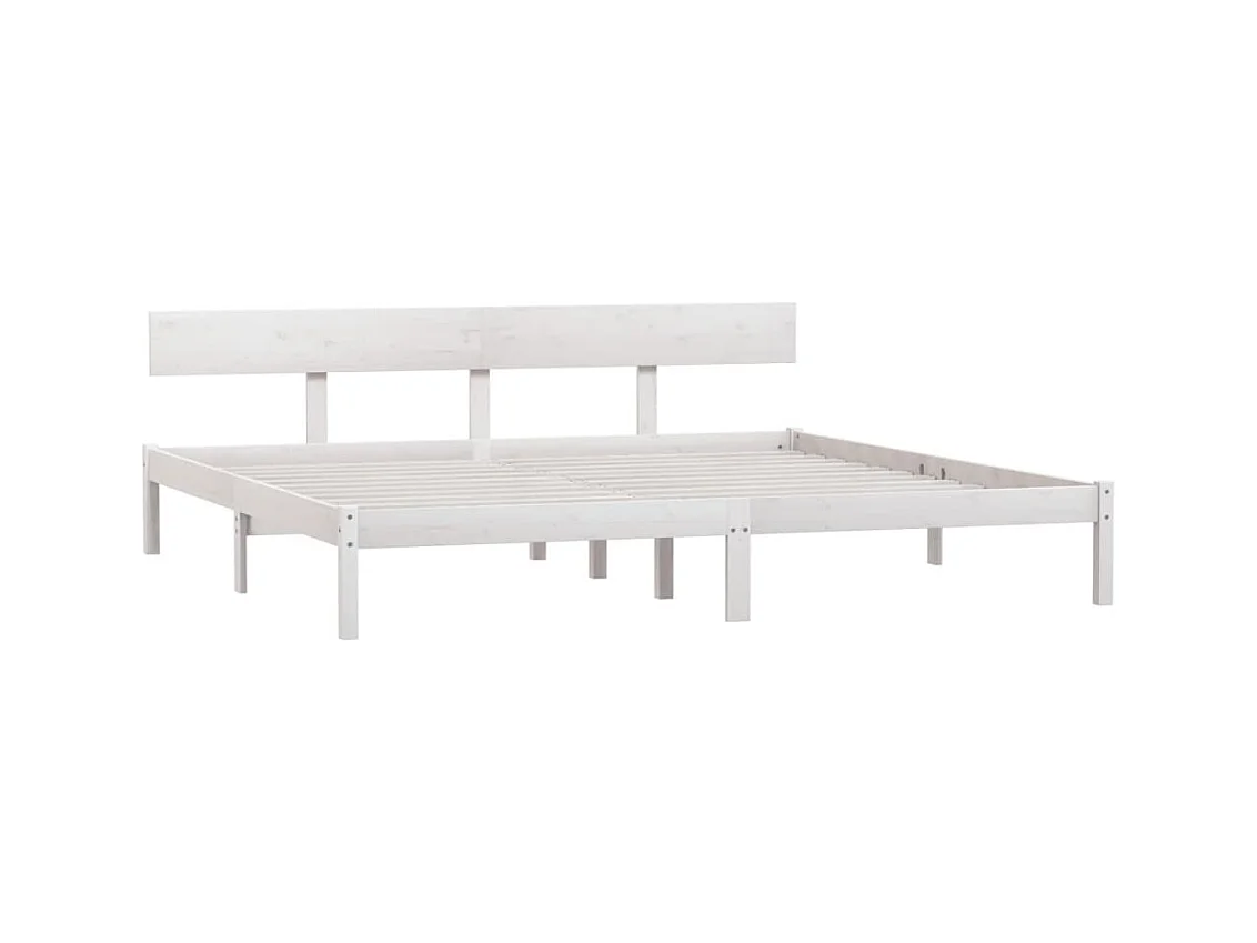 Weißer Massivholzbettrahmen ohne Matratze