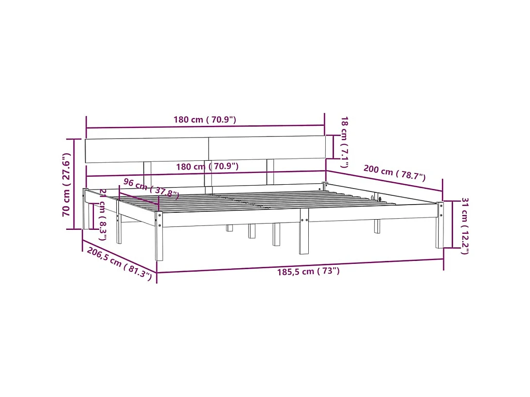 Weißer Massivholzbettrahmen ohne Matratze