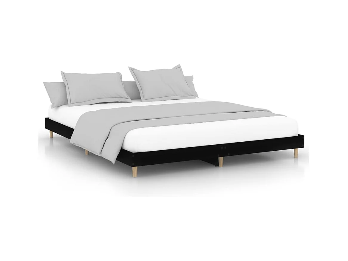 Cadre de lit sans matelas noir 200x200 cm bois d'ingénierie