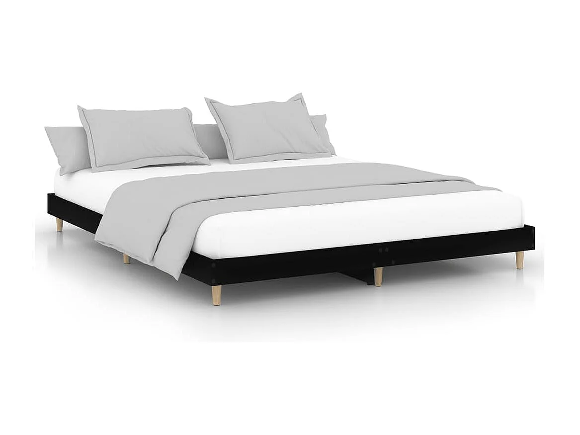 Struttura letto senza materasso nero 200x200 cm in legno ingegnerizzato