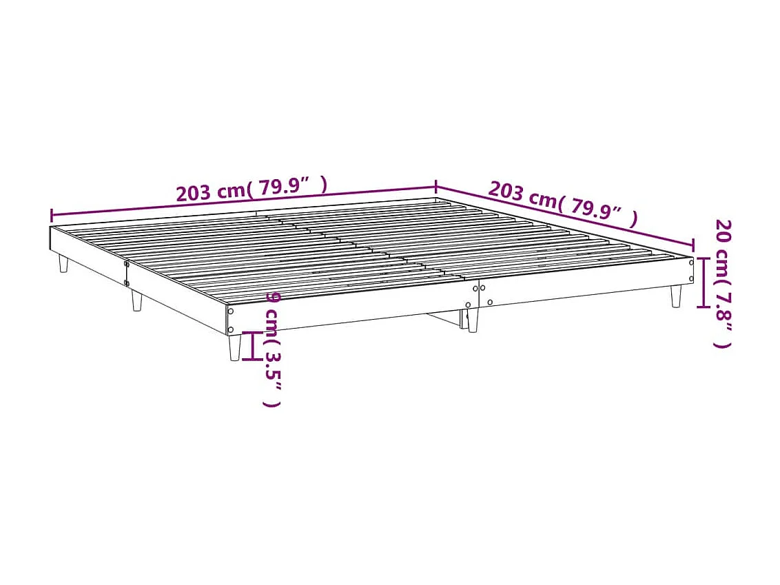 Struttura letto senza materasso nero 200x200 cm in legno ingegnerizzato
