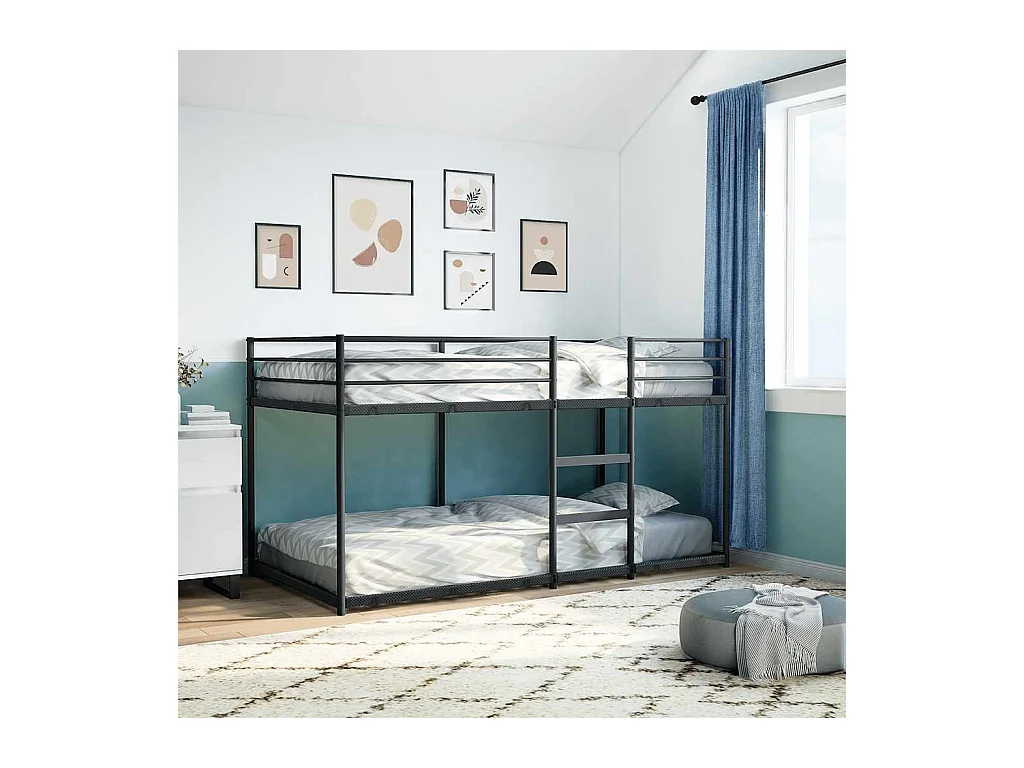 Letto a castello senza materasso nero 107x203 cm acciaio