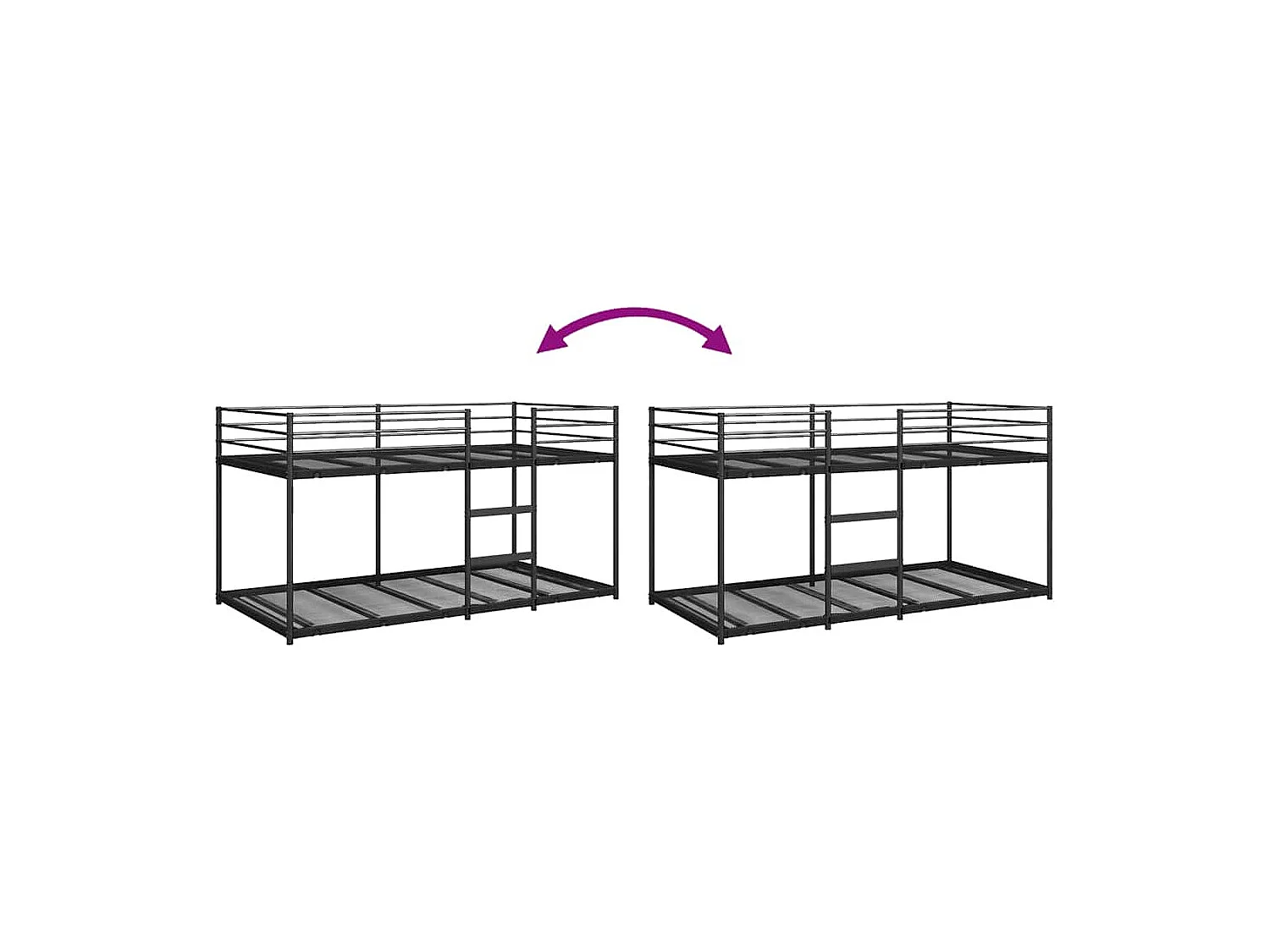 Lit superposé sans matelas noir 107x203 cm acier