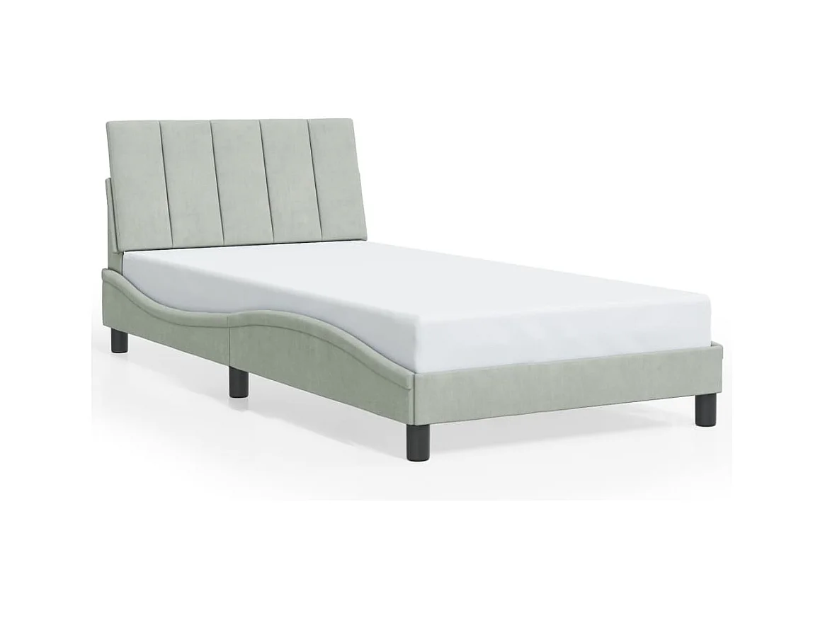 Bedframe met LED zonder matras lichtgrijs 100x200cm fluweel