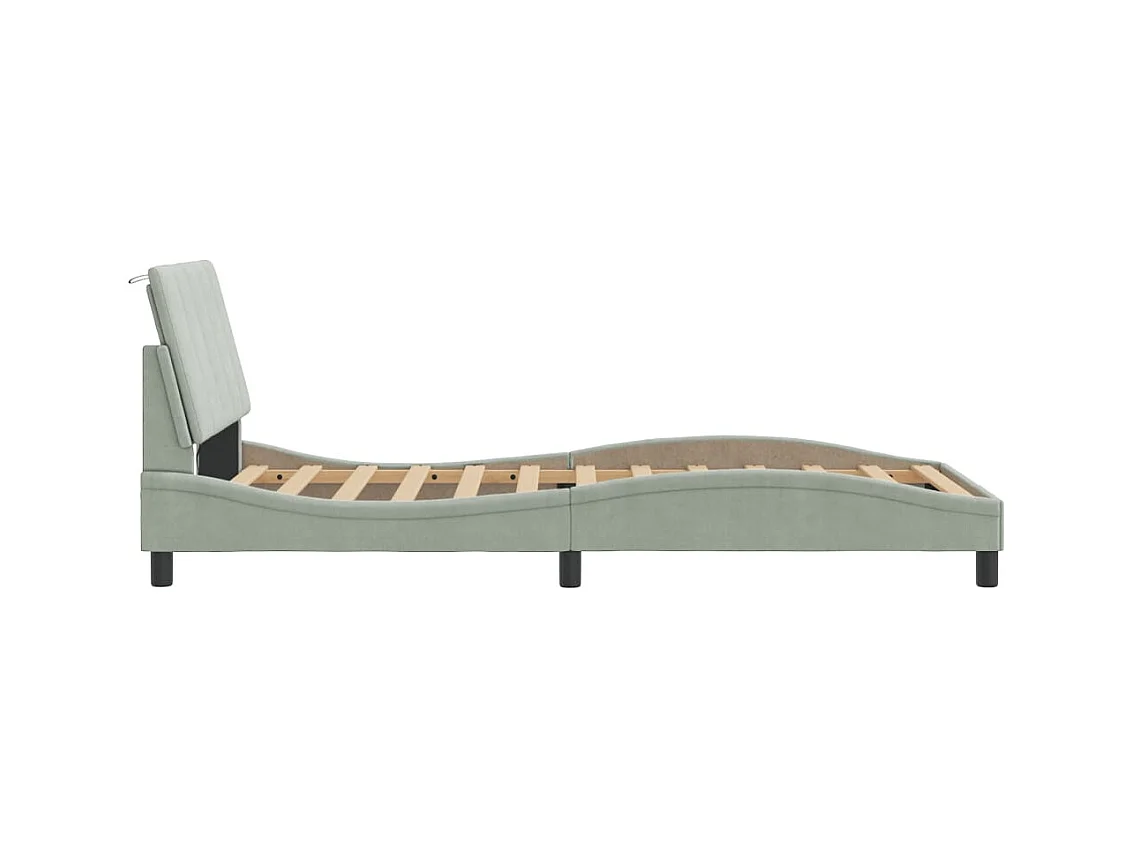 Bedframe met LED zonder matras lichtgrijs 100x200cm fluweel