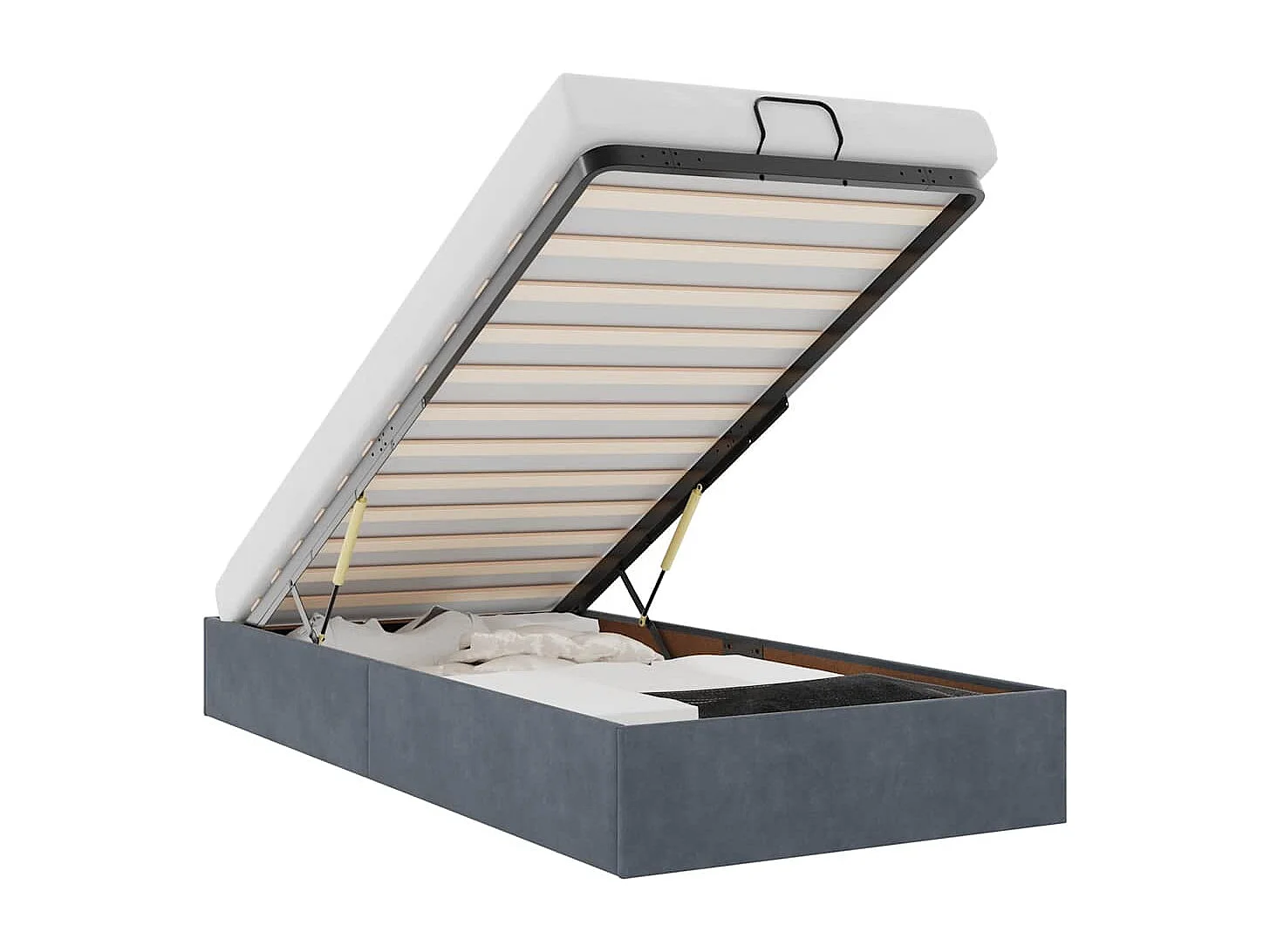 Estructura de cama otomana sin colchón gris oscuro 100x200 cm terciopelo