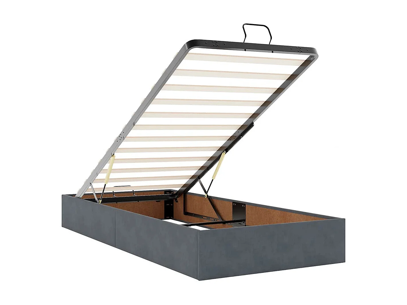 Estructura de cama otomana sin colchón gris oscuro 100x200 cm terciopelo