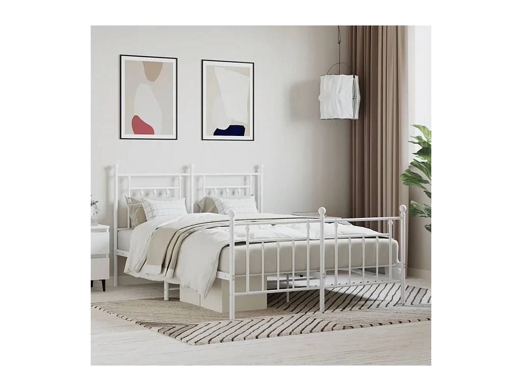 Estructura de cama de metal sin colchón ni piecero blanco 140x190 cm