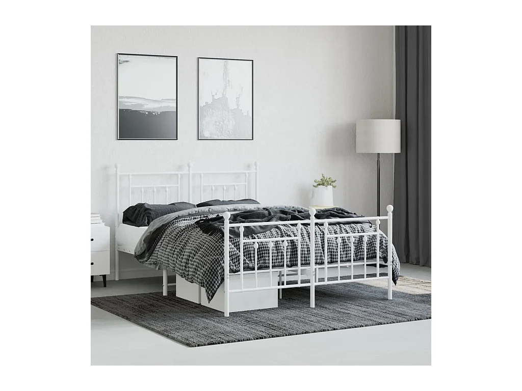 Estructura de cama de metal sin colchón ni piecero blanco 140x190 cm