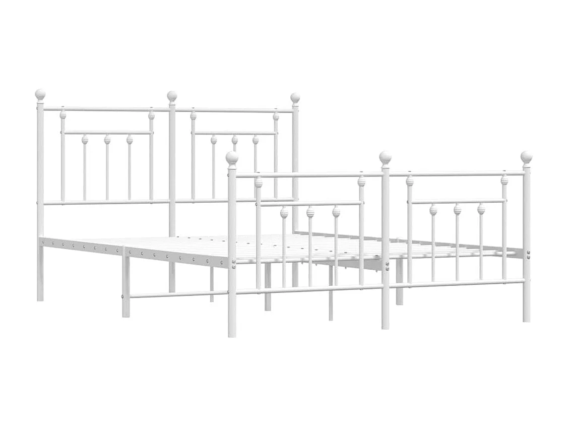 Cadre de lit métal sans matelas et pied de lit blanc 140x190 cm