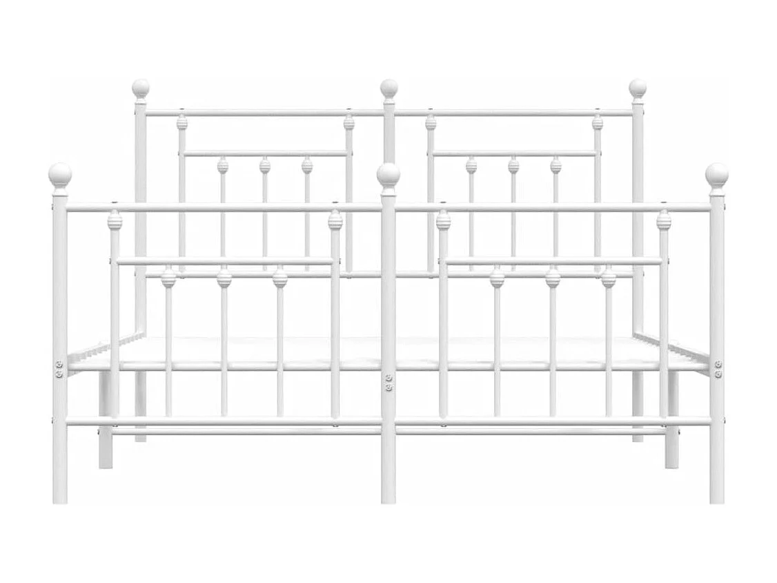Cadre de lit métal sans matelas et pied de lit blanc 140x190 cm