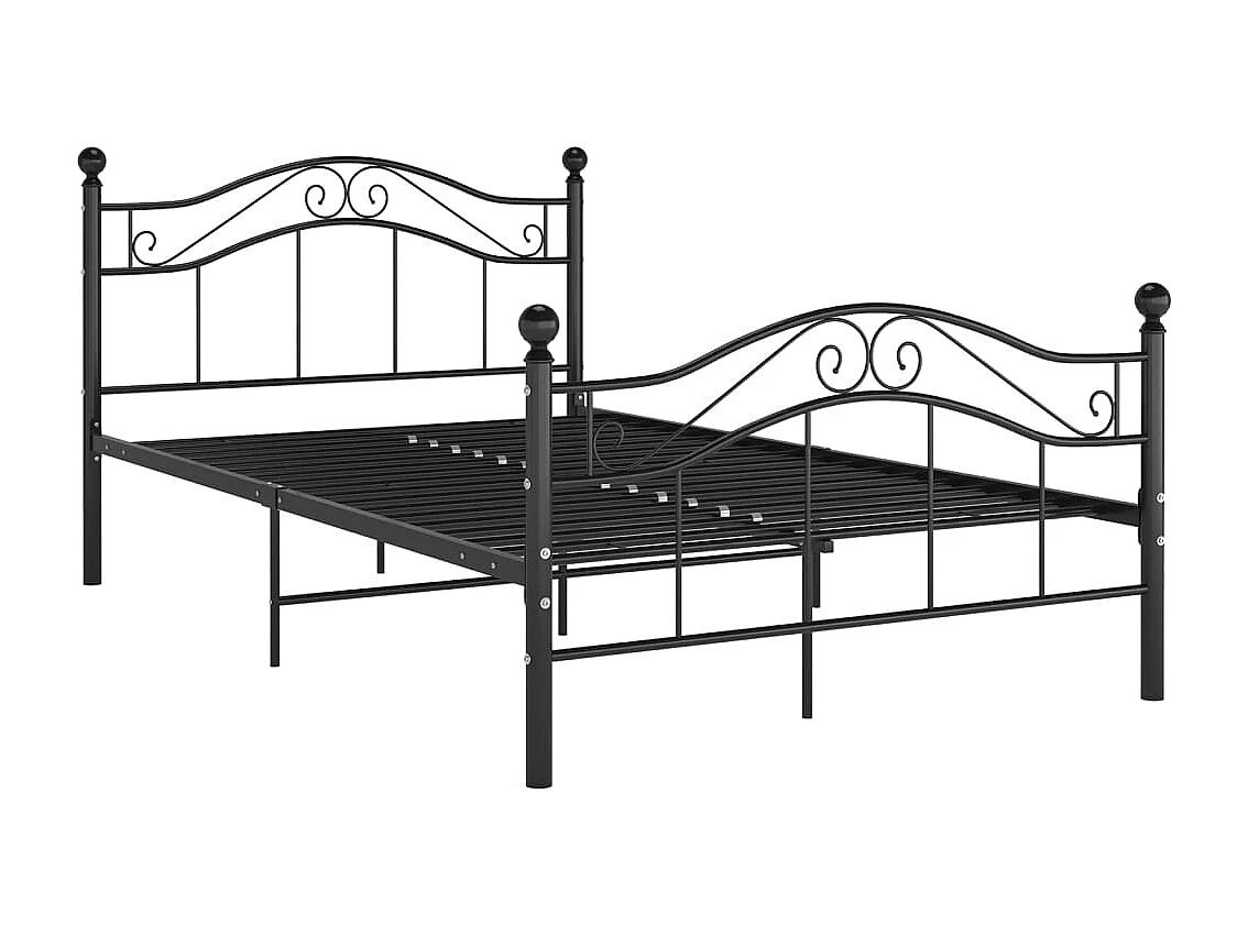 Cadre de lit sans matelas noir métal 120x200 cm