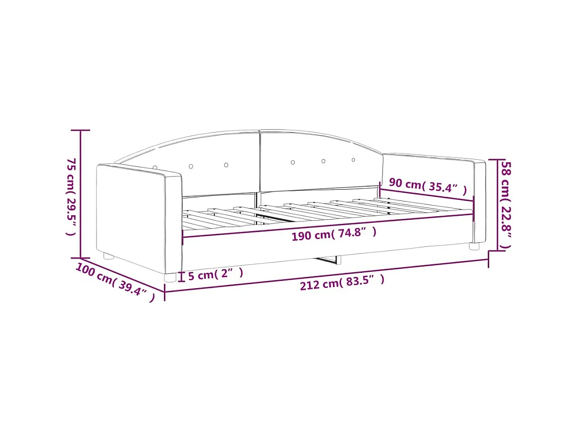 Lit de repos sans matelas gris clair 90x190 cm velours