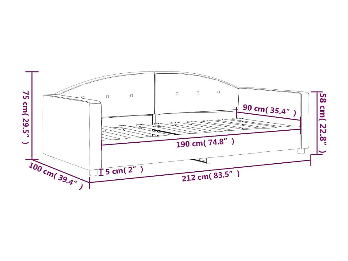 Dagbed zonder matras lichtgrijs 90x190 cm fluweel