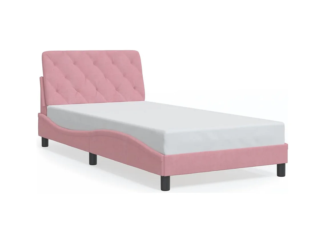 Struttura letto con luci LED rosa 100x200 cm velluto