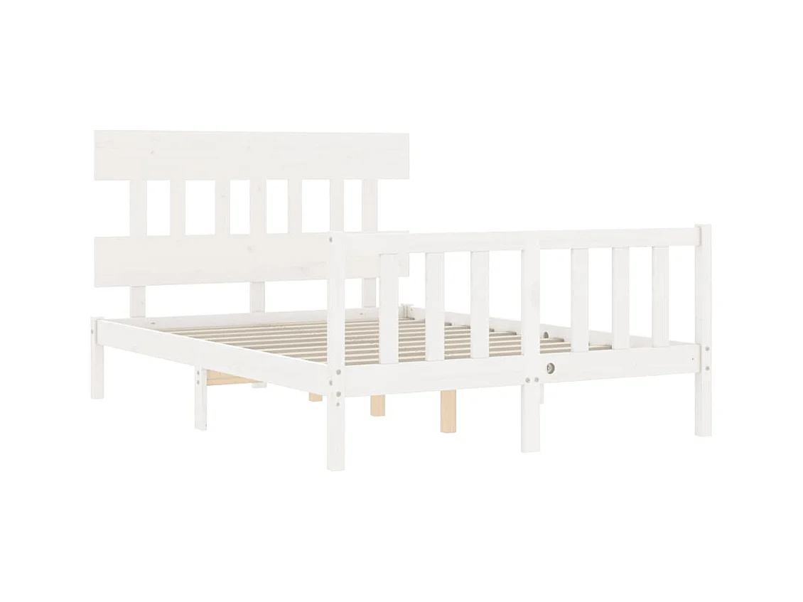 Cadre de lit sans matelas blanc 140x190 cm bois de pin massif
