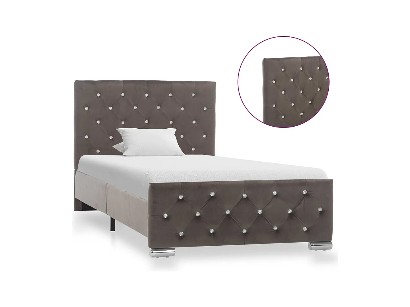 Estructura de cama sin colchón Terciopelo Gris 90x200 cm