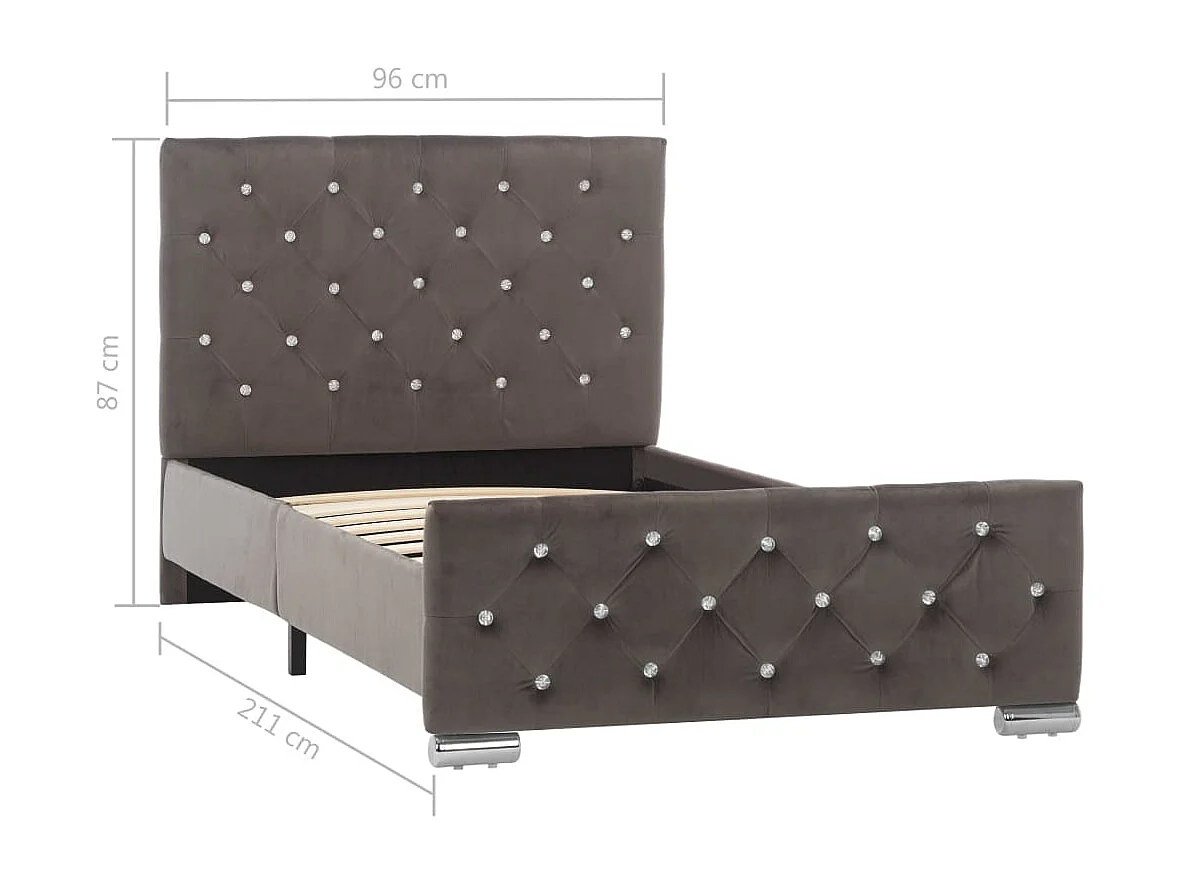 Estructura de cama sin colchón Terciopelo Gris 90x200 cm