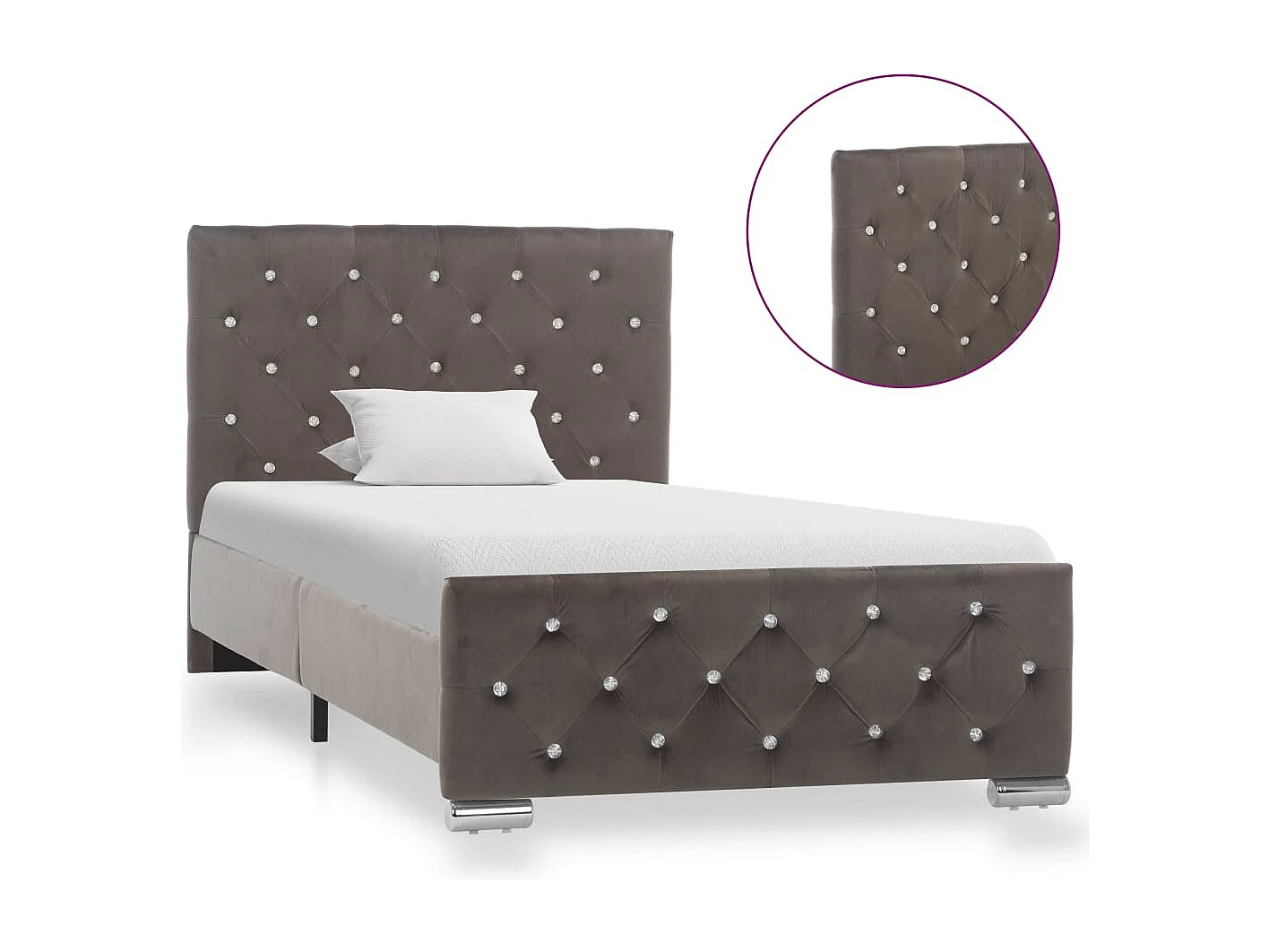 Cadre de lit sans matelas Gris Velours 90x200 cm