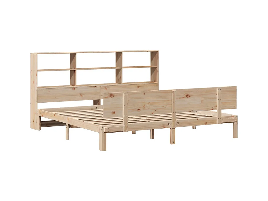 Lit bibliothèque sans matelas 180x200 cm bois massif de pin
