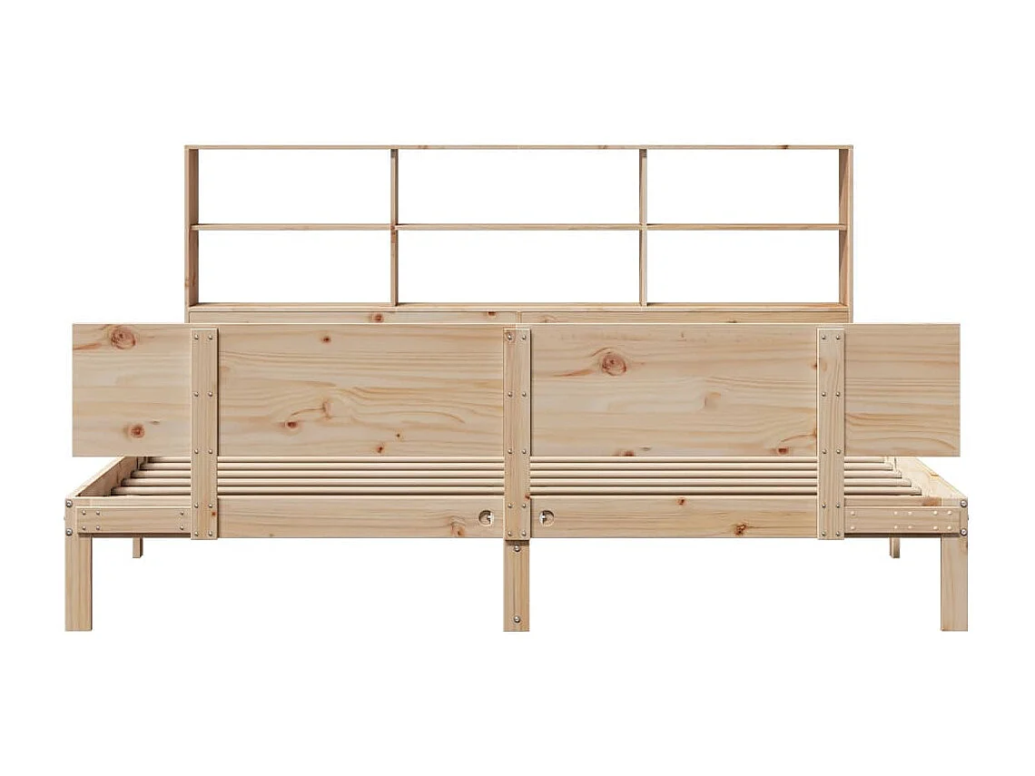 Letto a libreria senza materasso 180x200 cm in legno massello di pino