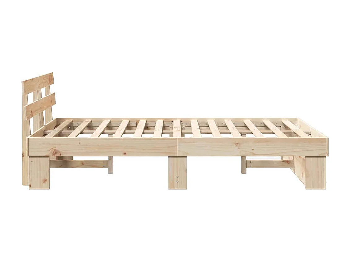 Estructura de cama marrón 135 x 190 cm madera maciza de pino