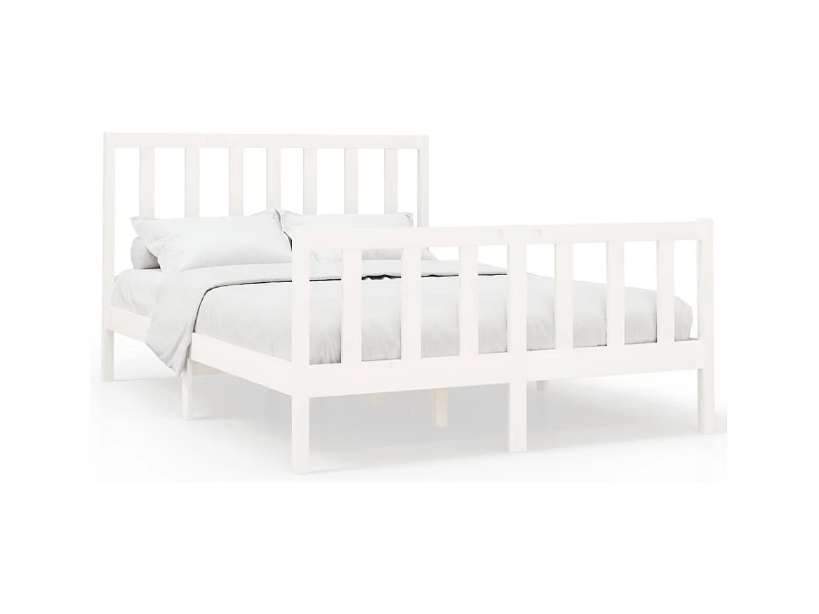 Cadre de lit sans matelas blanc 160x200 cm bois de pin massif