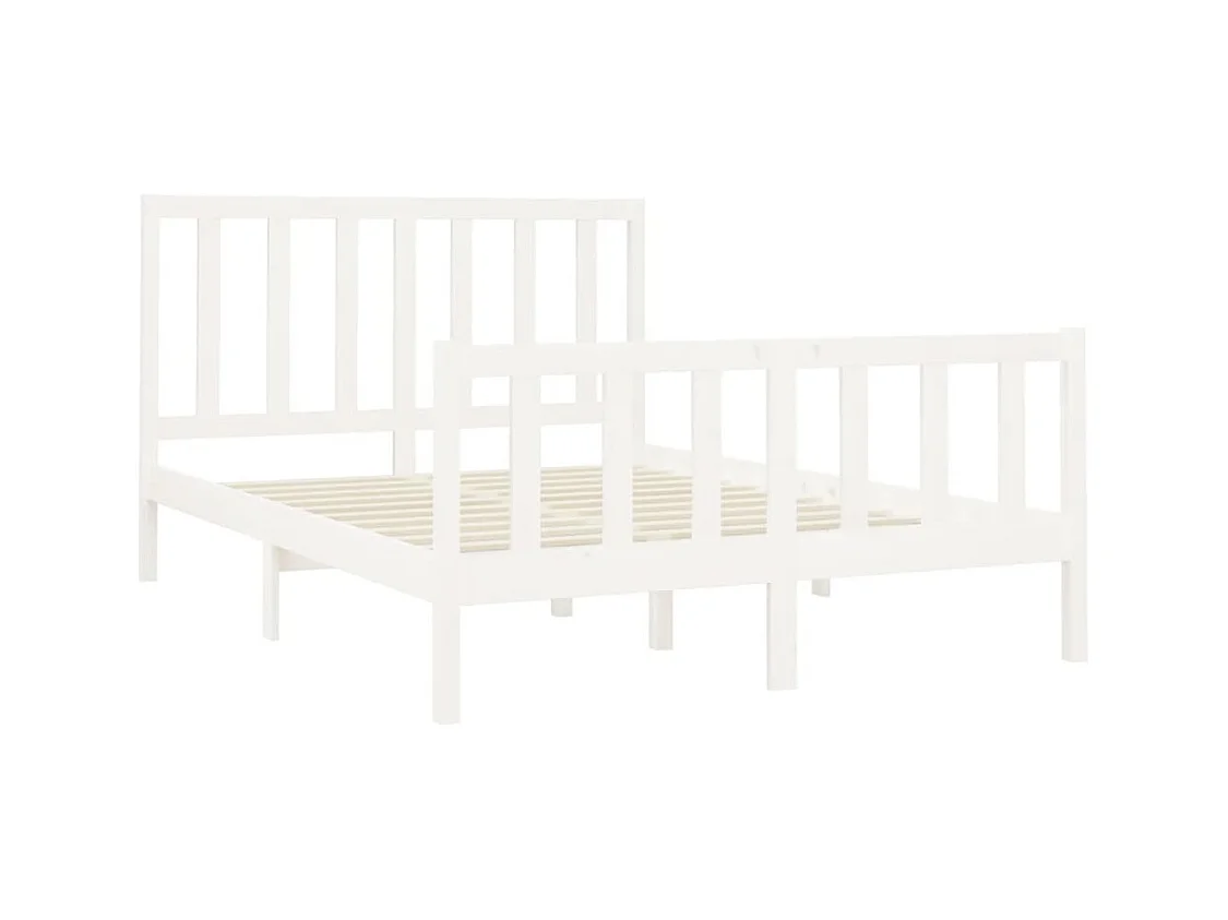 Cadre de lit sans matelas blanc 160x200 cm bois de pin massif