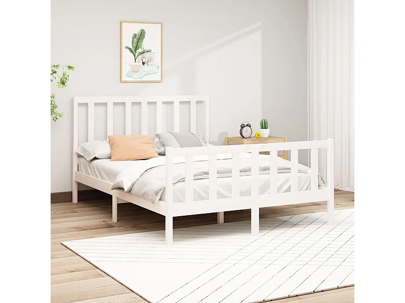 Struttura letto senza materasso bianco 160x200 cm in legno massello di pino