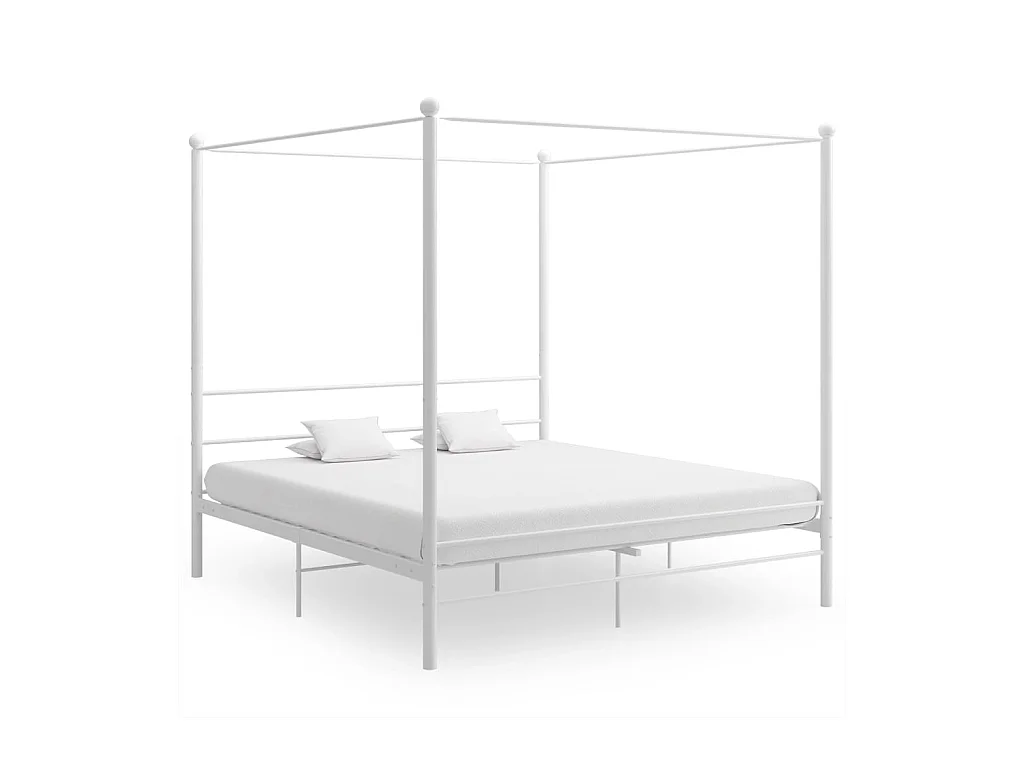 Struttura letto a baldacchino senza materasso in metallo bianco 200x200 cm