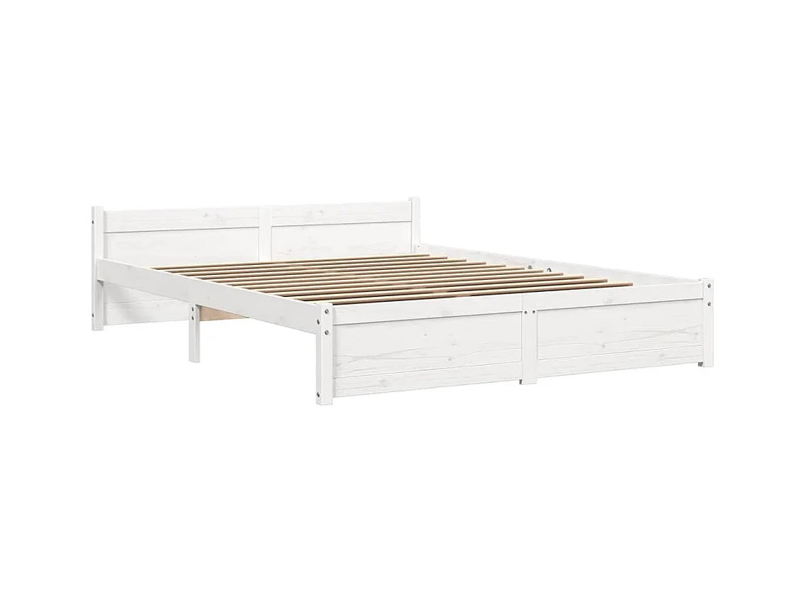 Cadre de lit sans matelas blanc bois massif 160x200 cm