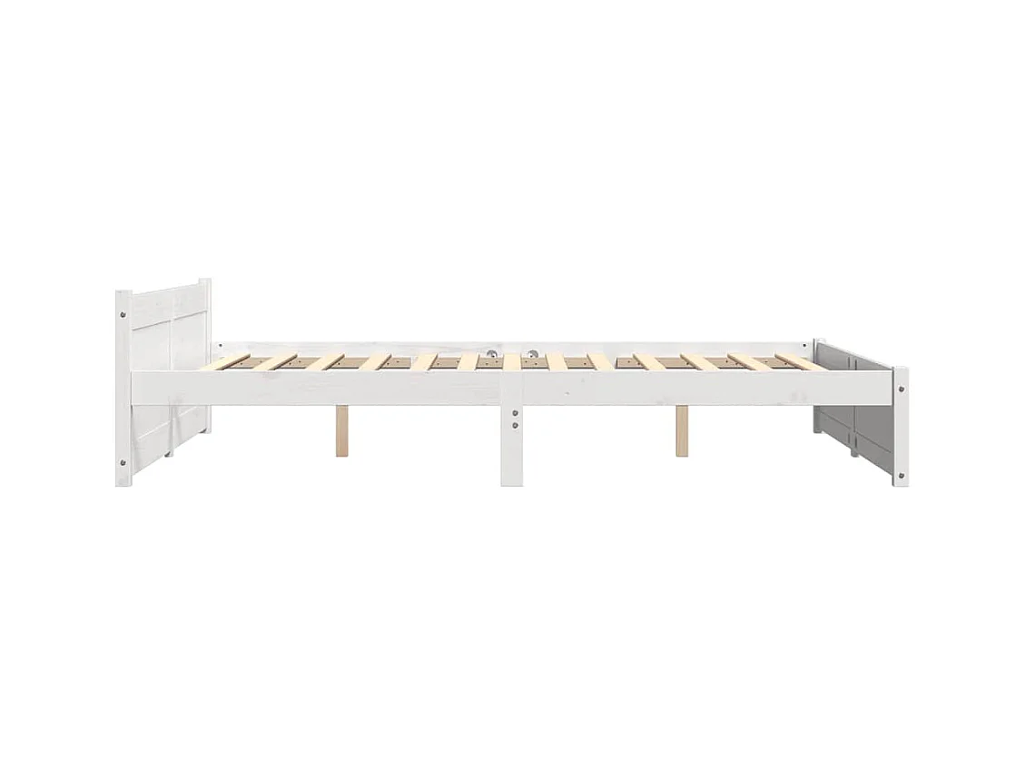 Cadre de lit sans matelas blanc bois massif 160x200 cm