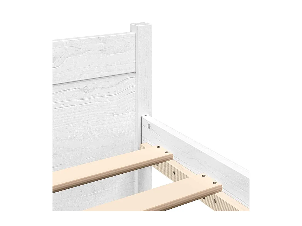Cadre de lit sans matelas blanc bois massif 160x200 cm