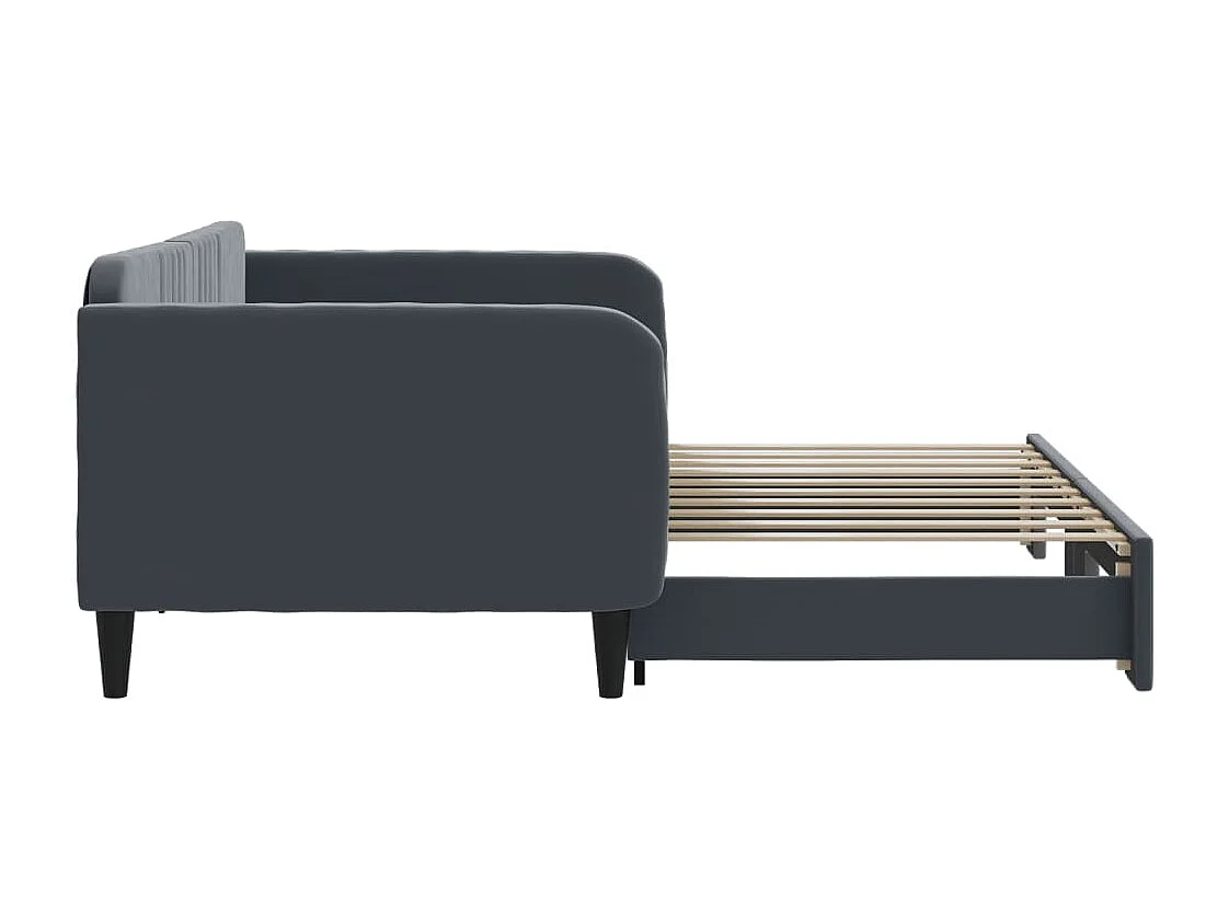 Dagbed met onderschuifbed zonder matras donkergrijs 90x190 cm