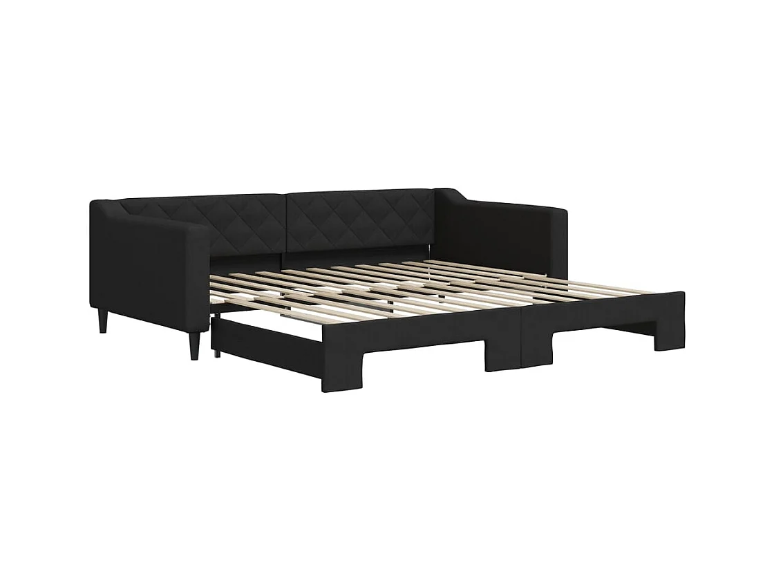Tagesbett mit Ausziehbett ohne Matratze schwarz 100x200 cm