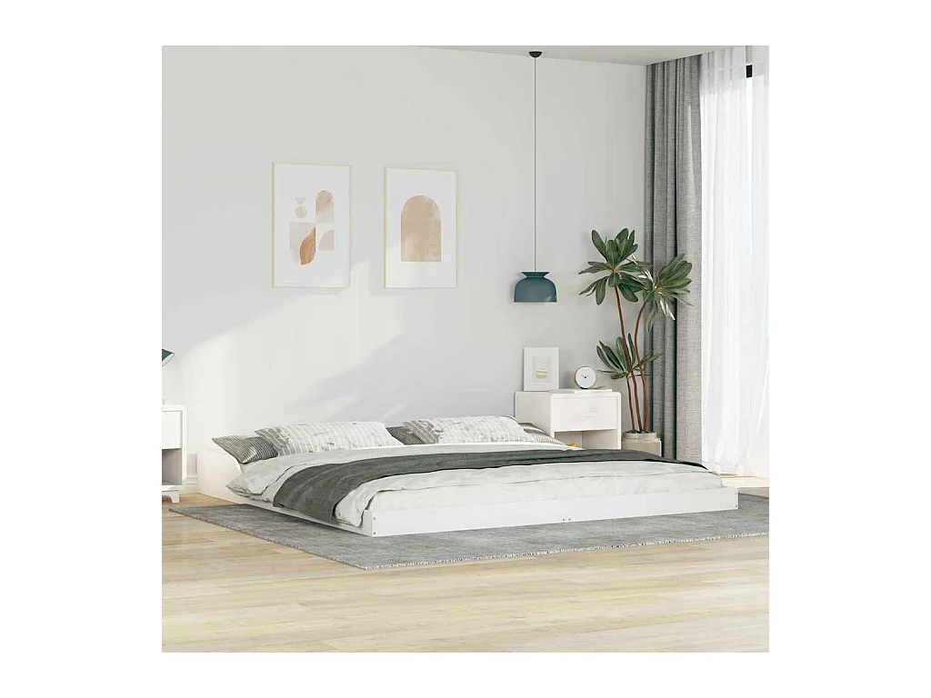 Wit bedframe 200 x 200 cm massief grenenhout