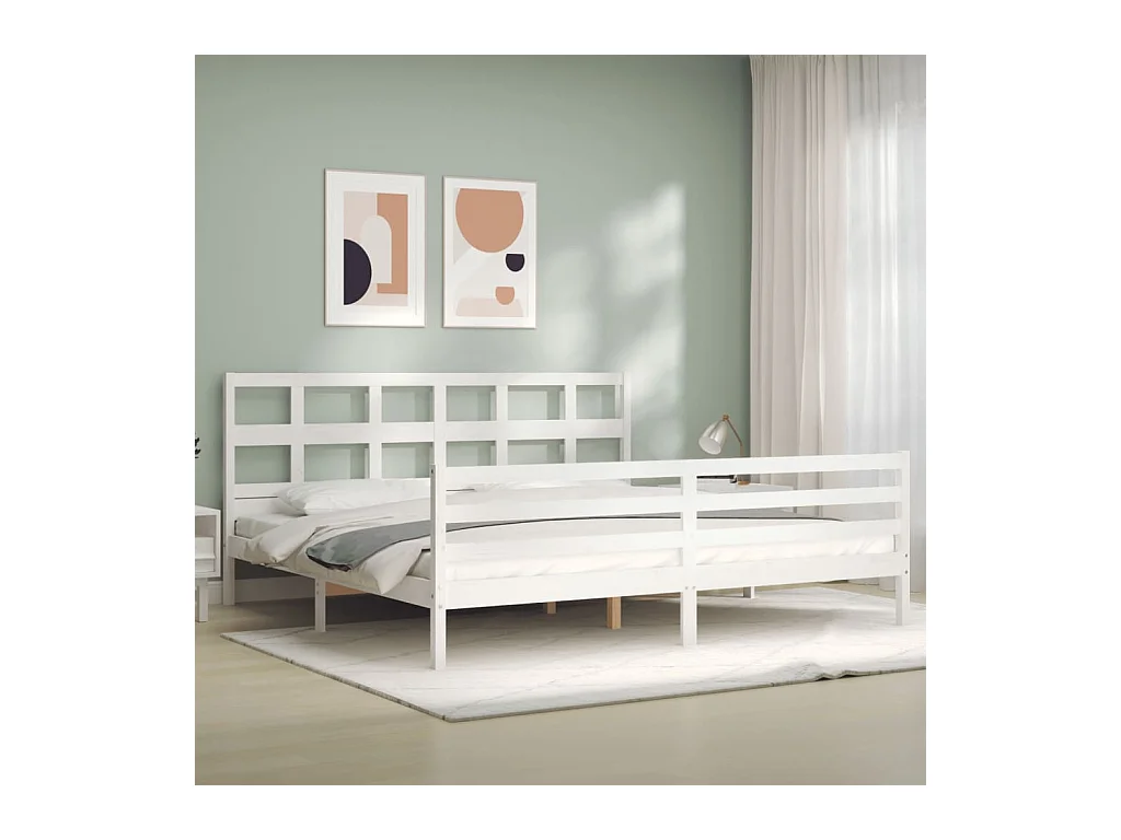 Struttura letto senza materasso bianco 200x200 cm in legno massello
