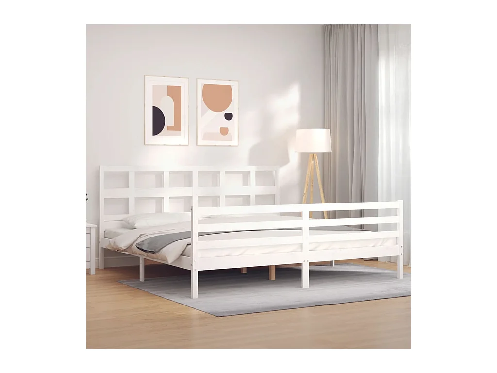 Estructura de cama sin colchón blanca 200x200 cm madera maciza