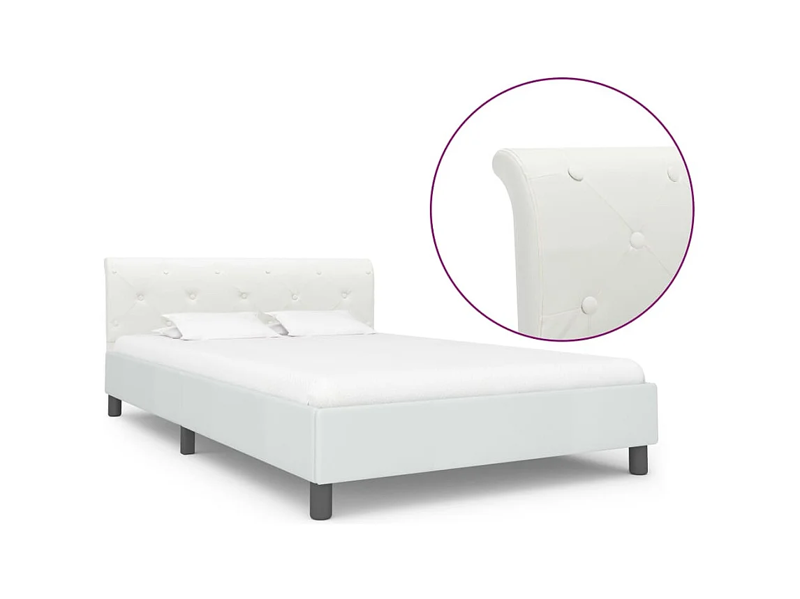 Struttura letto senza materasso in similpelle bianca 140x200 cm