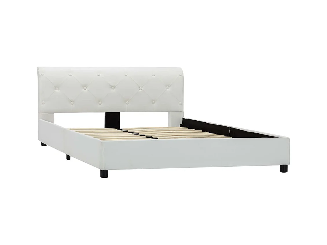 Struttura letto senza materasso in similpelle bianca 140x200 cm
