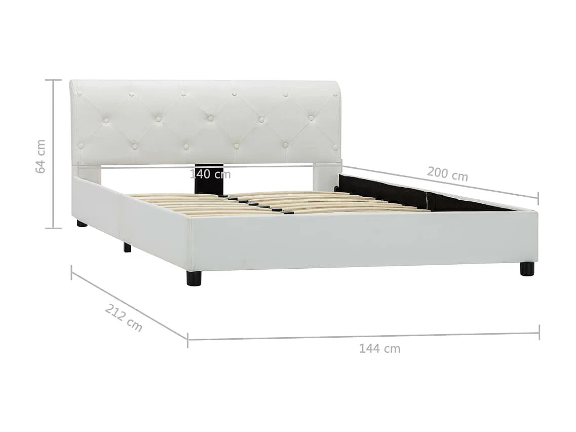 Struttura letto senza materasso in similpelle bianca 140x200 cm