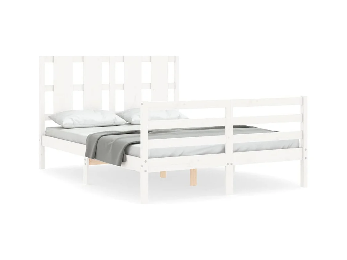 Bedframe zonder witte matras 140x190 cm massief hout