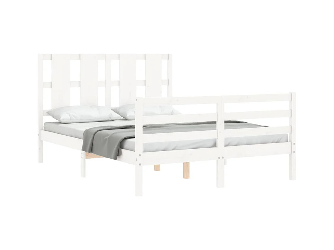Bedframe zonder witte matras 140x190 cm massief hout