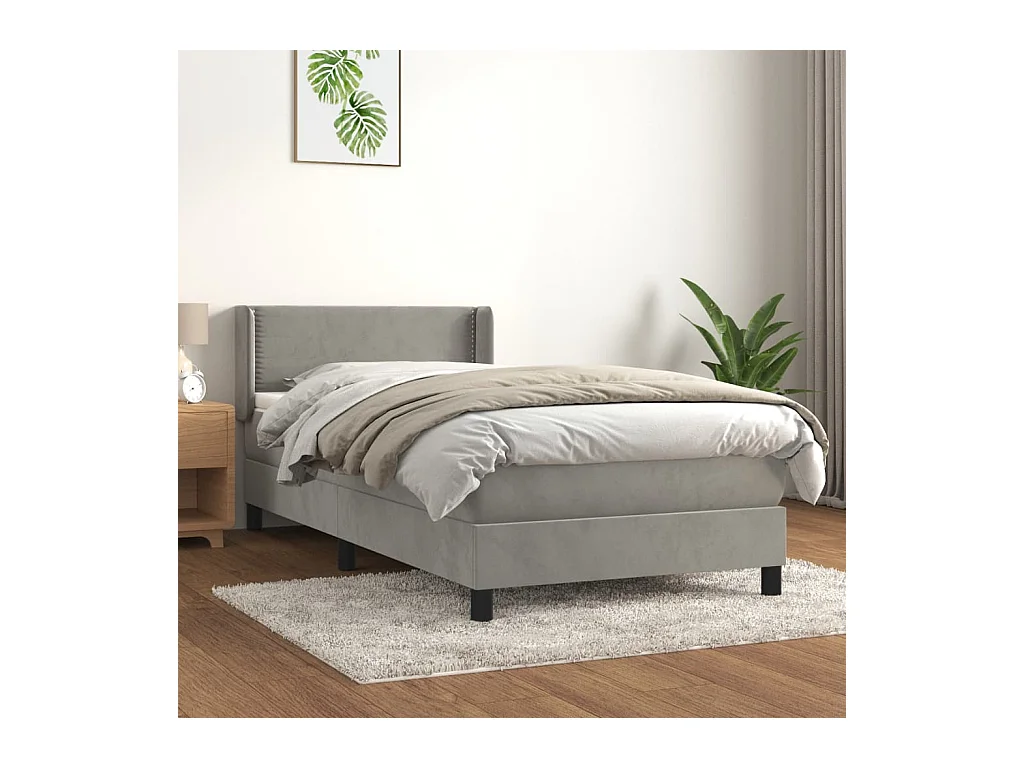 Sommier à lattes de lit et matelas Gris clair 80x200 cm Velours