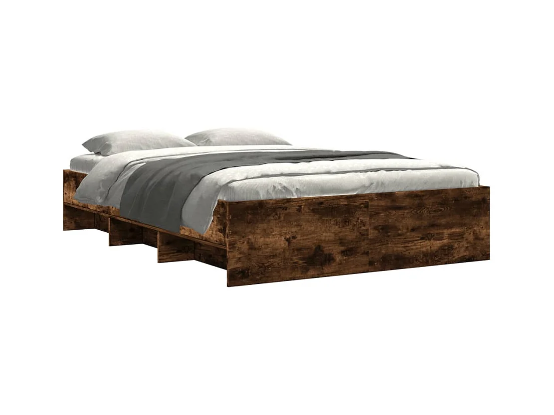 Bedframe zonder matras gerookt eiken 140x200 cm bewerkt hout
