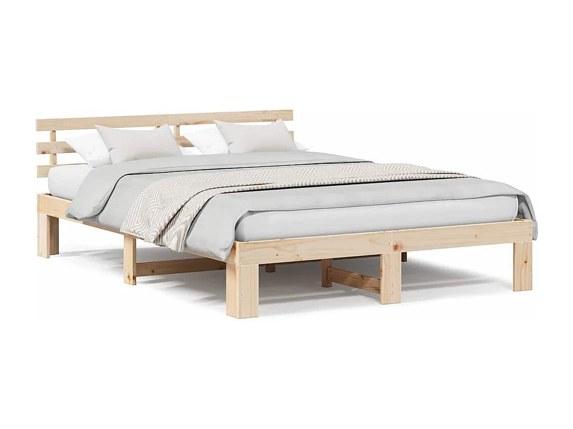 Estructura de cama marrón 150 x 200 cm madera maciza de pino