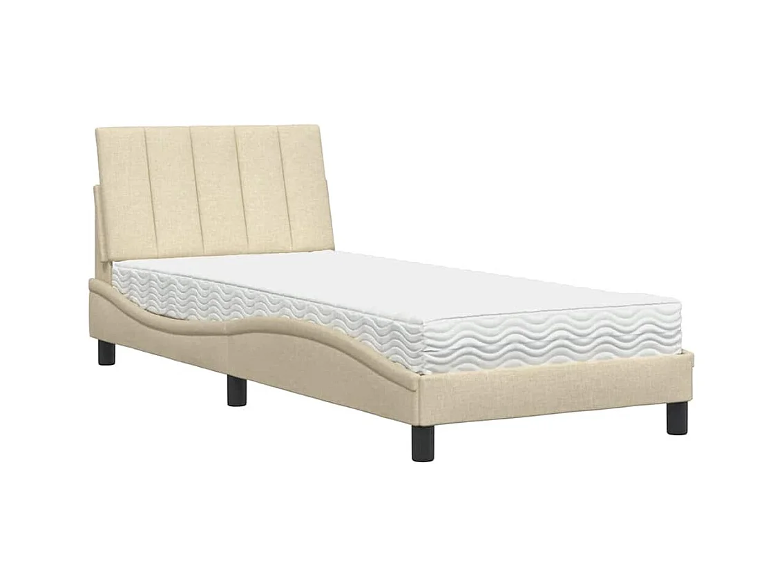 Bett mit cremefarbener Matratze 90x190 cm Stoff