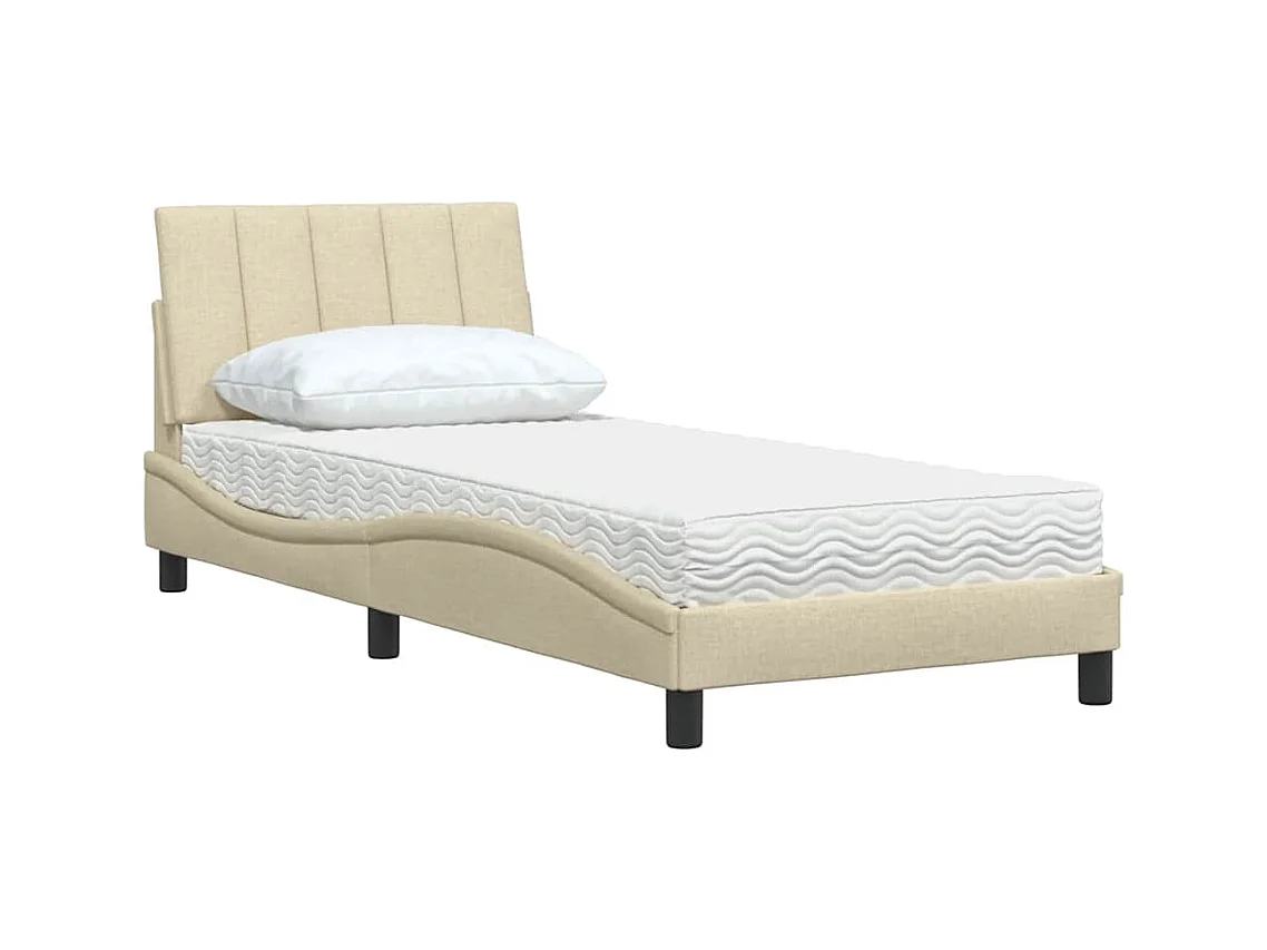 Bett mit cremefarbener Matratze 90x190 cm Stoff