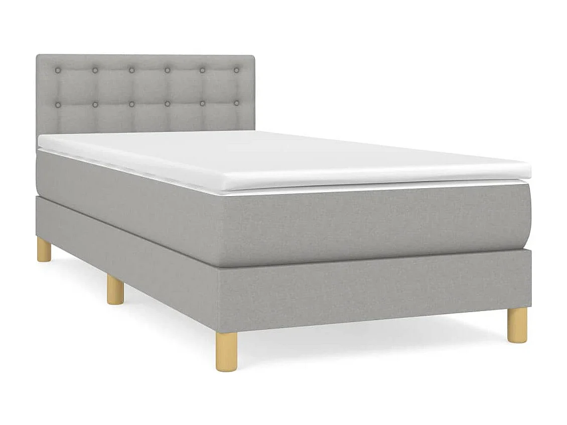Sommier à lattes de lit avec matelas Gris clair 90x200 cm Tissu